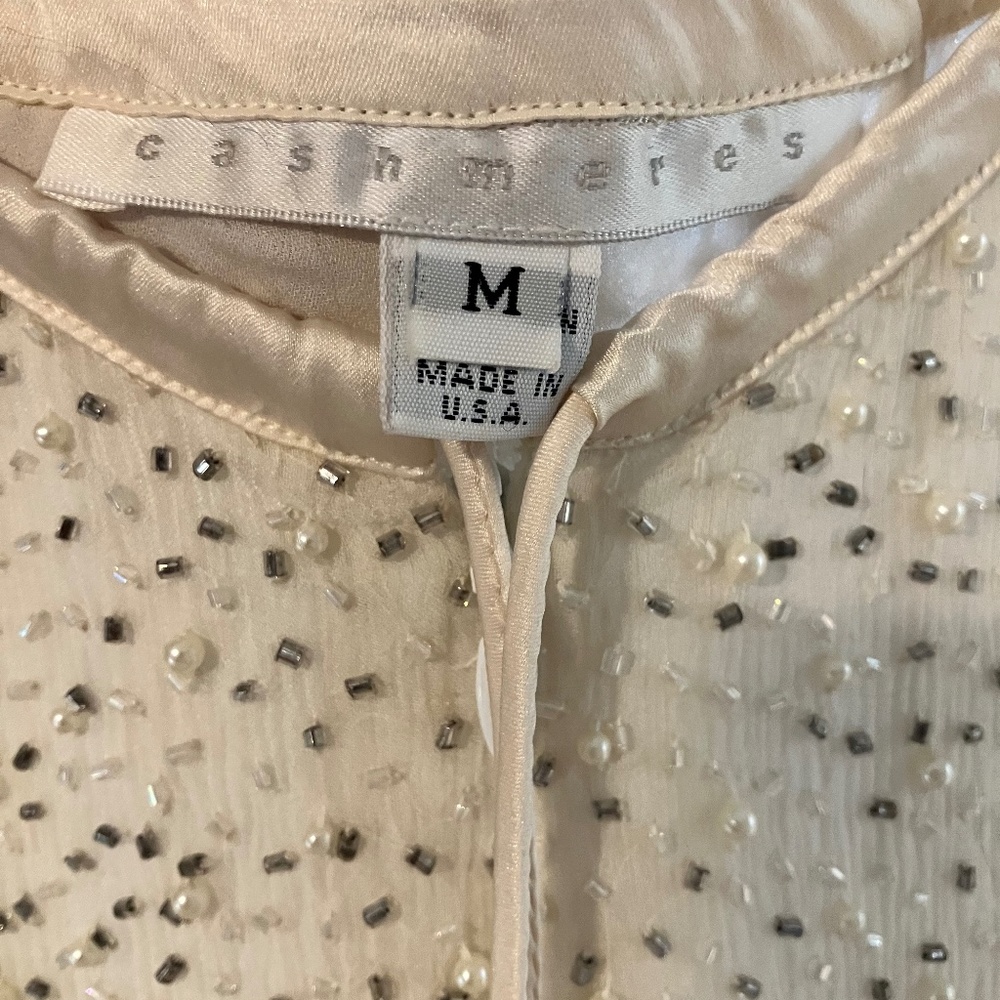 Size Medium 100% Silk Drawstring Beaded Pants - image 3